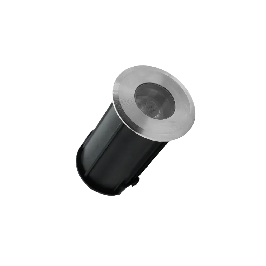 Cooper inground uplight with circular stainless steel trim