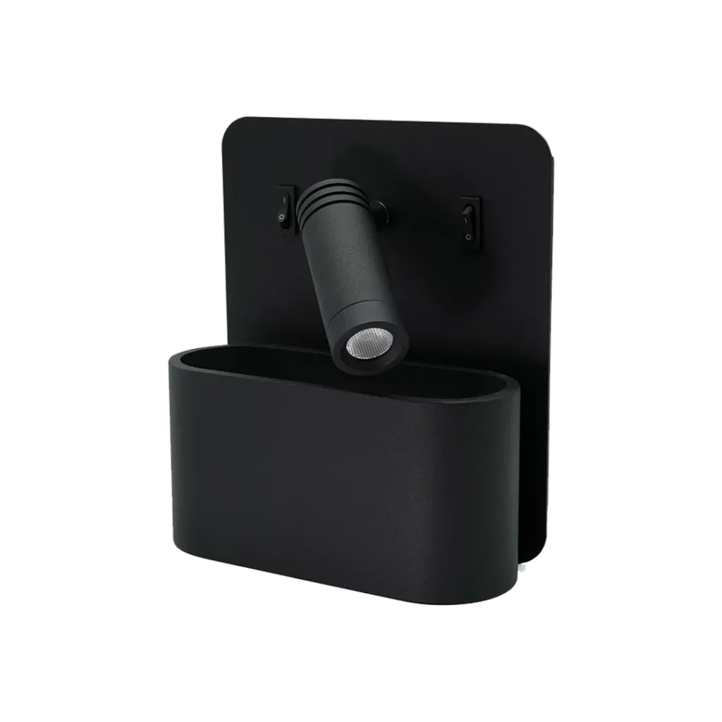 Germain all-black bedside reading light by Neovega Lighting